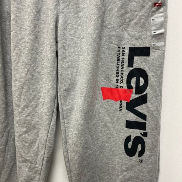 Levi's NWT Men's XL Heather Gray Logo Mid Rise Fleece Drawstring Sweatpants - Picture 3 of 7